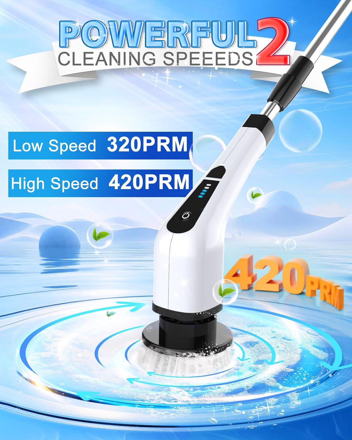 7 in 1 Electric Spin Scrubber, Cordless Cleaning brush with Replaceable Brush Head