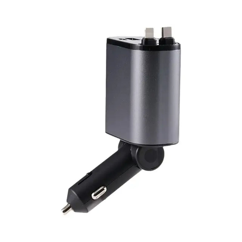 100W 4 in 1 Retractable Car Charger Type C Cable Fast Charge Cord Cigarette Lighter Adapter for Iphone