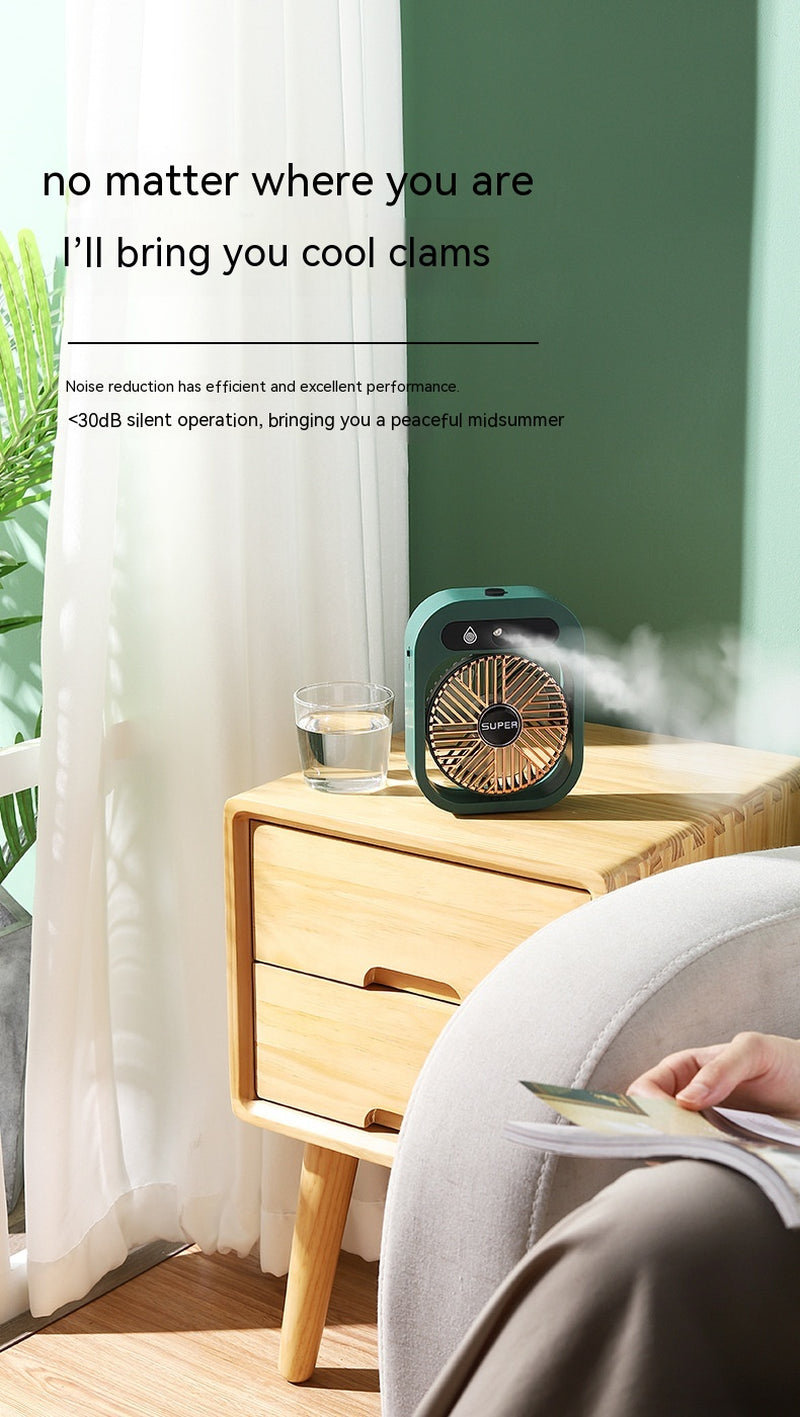 Air Conditioning Fan Desk Misting Fan Air Cooler Cooling USB Rechargeable Humidifier Portable Spray Fan with 3 Wind Speeds for Home