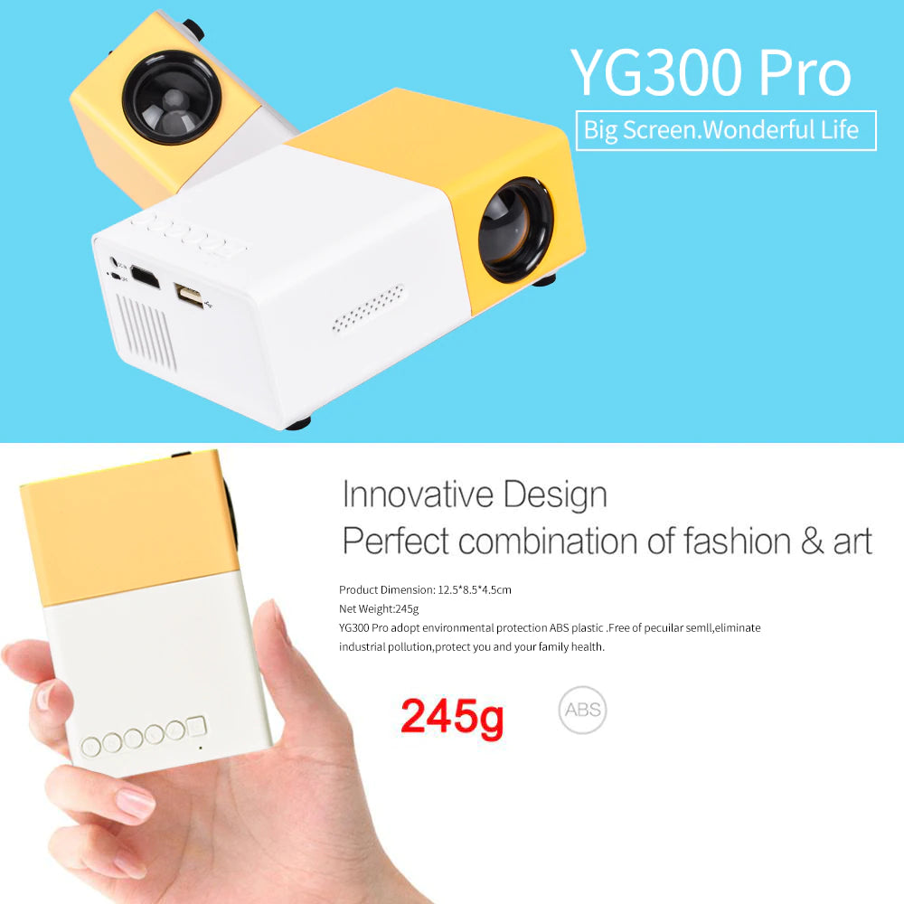 Mini Projector YG300 Pro LED Supported 1080P Full HD Portable Beamer Audio HDMI USB Video Projetor