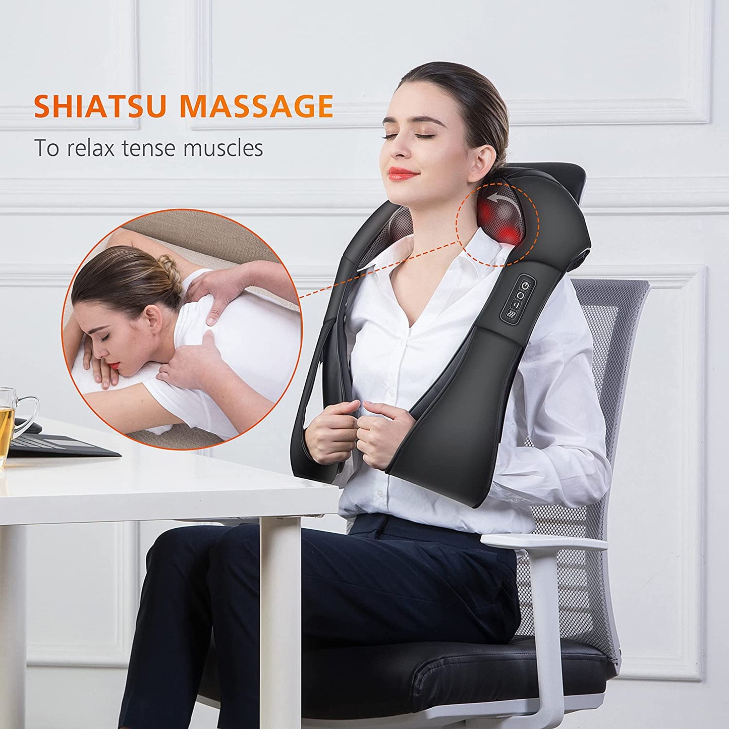 Shiatsu Massager - Heat + Deep Kneading 