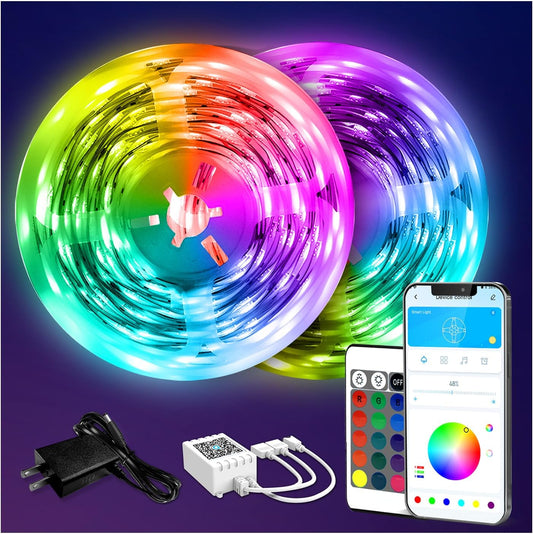 Led Strip Lights 130Ft Color Changing Lights Strip for Bedroom, Desk, Home Decoration, with Remote and 24V Power Supply